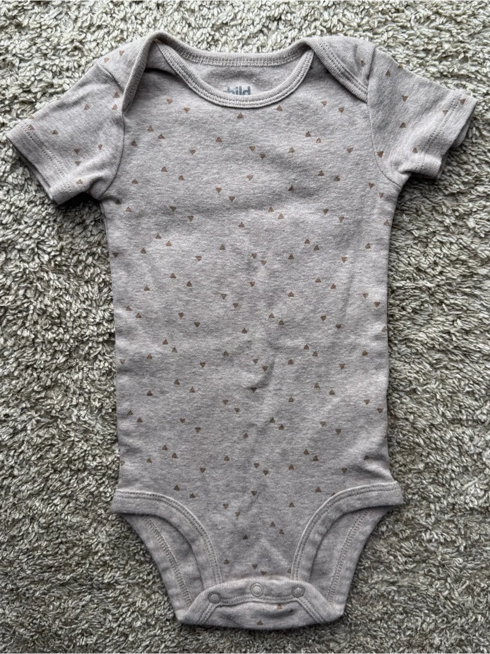 Carter’s Child of Mine 6-9M Neutral Tan Triangle Print Short Sleeve Bodysuit